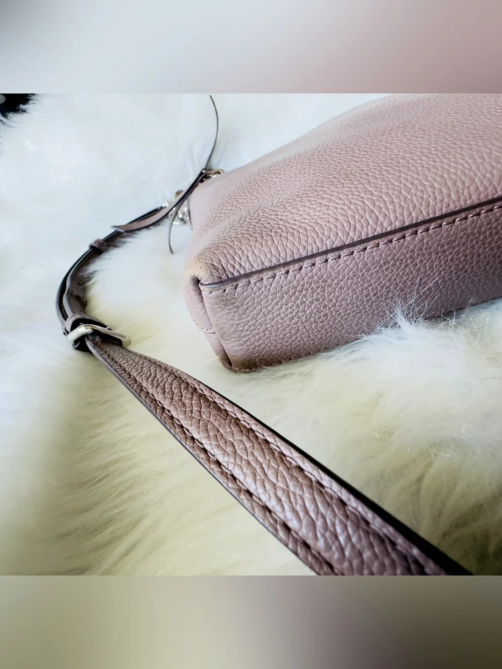 Kate Spade Pebbled Leather Crossbody Bag Medium Taupe Brown Shoulder Purse